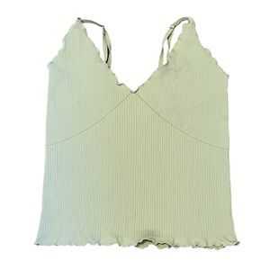 Green frilled crop top